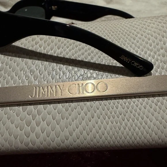 Jimmy Choo Black Sunglasses with White Snakeskin Case.  New in case. Jimmy Choo Sunglasses with Snakeskin Case - nhima.co.zm main image 2
